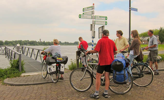 LF routes signposted at the ferry at Kinderdijk. LF routes signposted at the ferry at Kinderdijk. Photo © Holland-Cycling.com