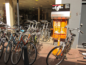 You can recharge your electric bike at some bike shops. You can recharge your electric bike at some bicycle shops. Photo © Holland-Cycling.com